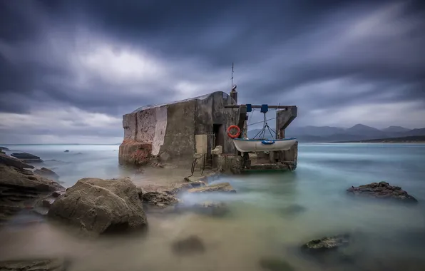 Sea, landscape, boat