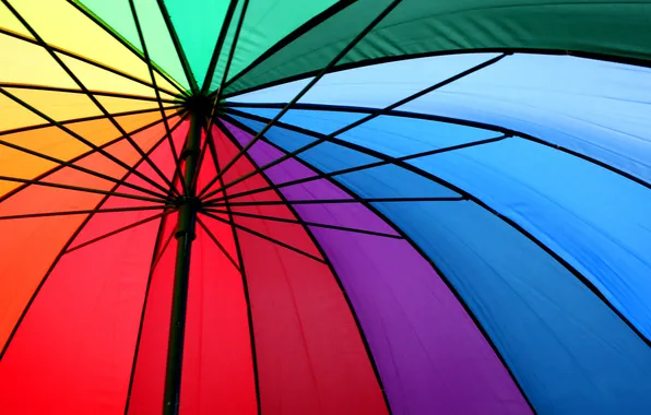 Metal, rainbow, range, umbrella, spokes, colorful