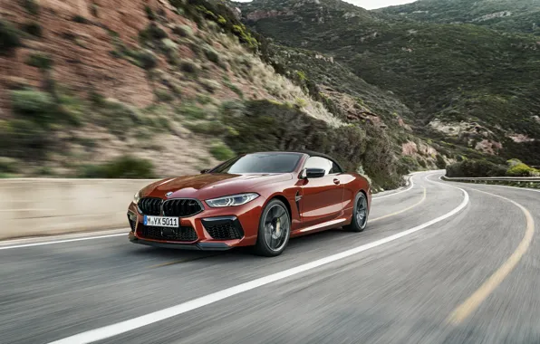 Picture road, mountains, speed, BMW, convertible, 2019, BMW M8, M8