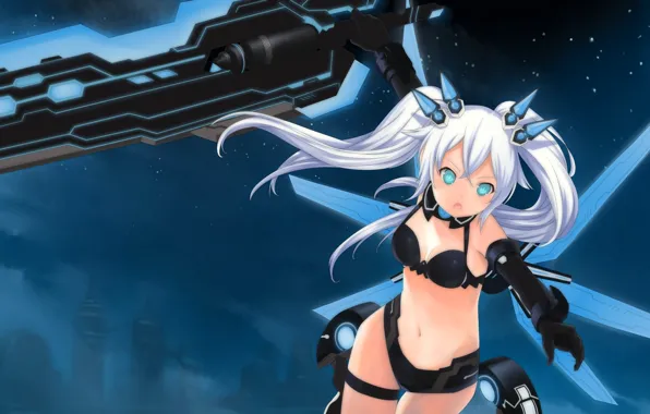 Girl, weapons, anime, art, Hyperdimension Neptunia