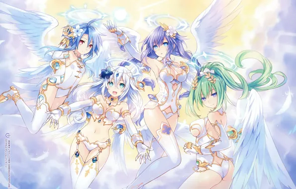 Picture girl, angel, anime, art, Hyperdimension Neptunia