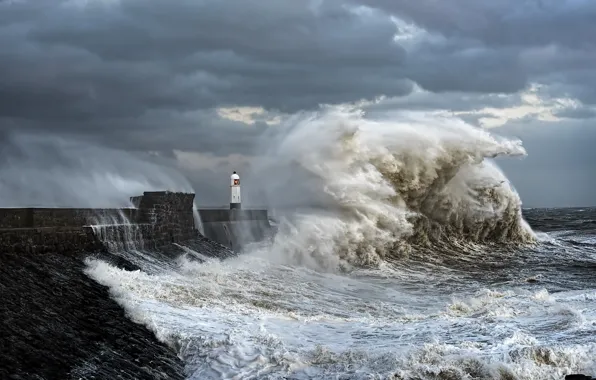 Picture sea, wave, lighthouse
