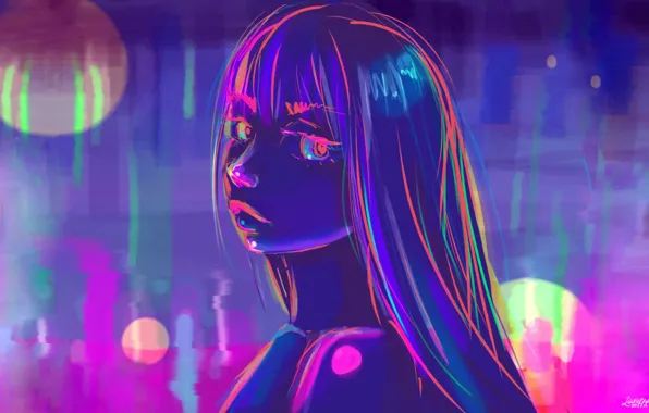 Girl, Figure, Neon, Art, Neon, by Danielle Stephens, Danielle Stephens