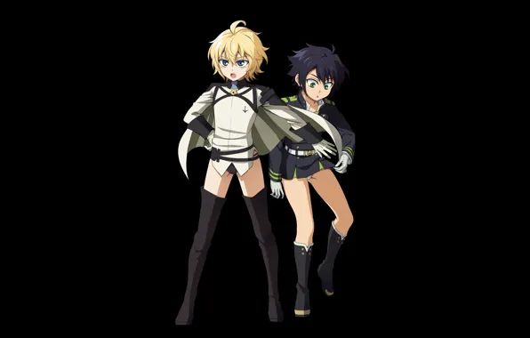 Two, black background, Owari no Seraph, The last Seraphim