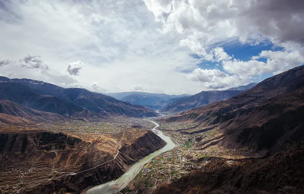 Mountains, river, China, China, Magnificent Da River