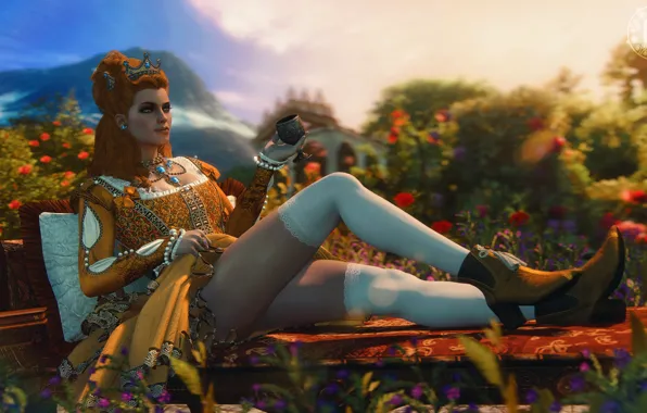 Girl, wine, feet, The Witcher 3 Wild Hunt, Toussaint, blood and wine, Anna Henrietta