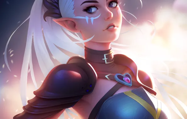 Picture look, girl, elf, anime, art, white hair, Antalya