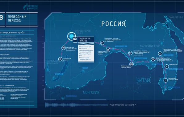 Map, panel, Russia, the pipeline, GAZPROM touch panel interface
