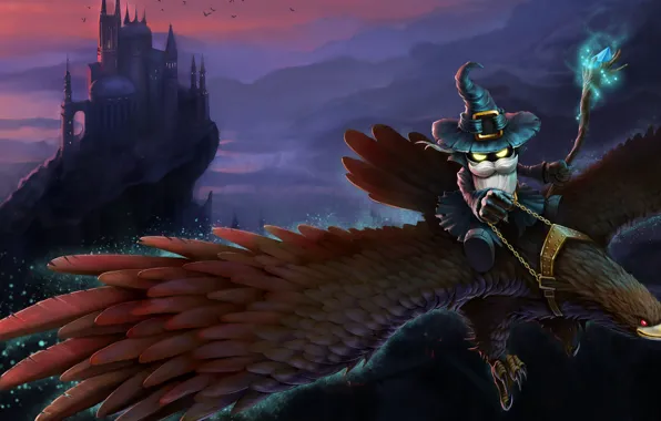 Castle, bird, fantasy, League of Legends, Veigar, Riot Games