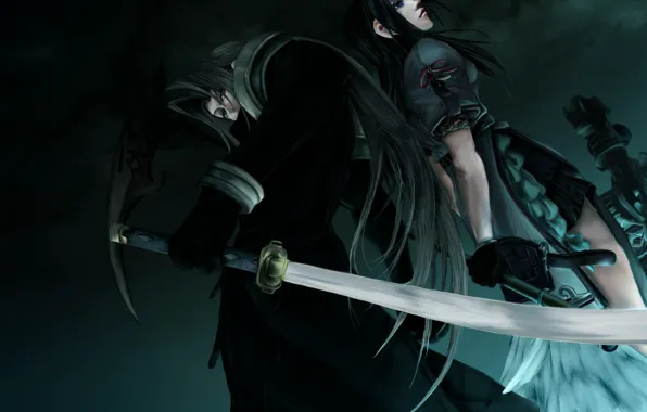 Girl, sword, guy, Final Fantasy, Sephiroth