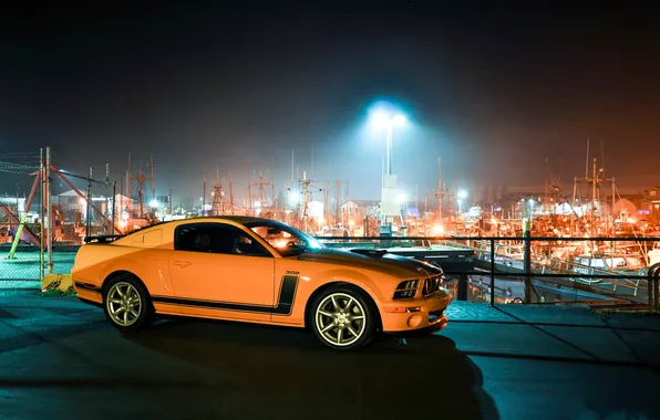 Picture light, yellow, Mustang, Ford, the fence, port, Ford, lantern
