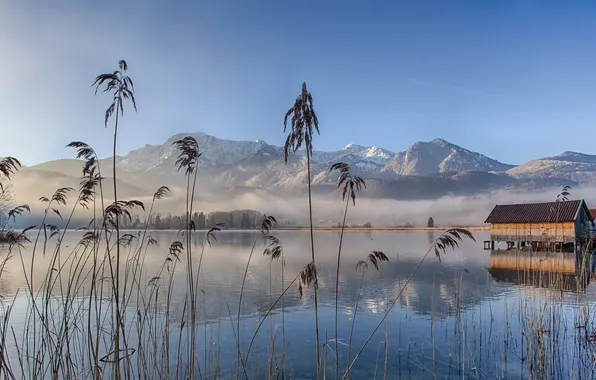 Picture landscape, mountains, nature, fog, lake