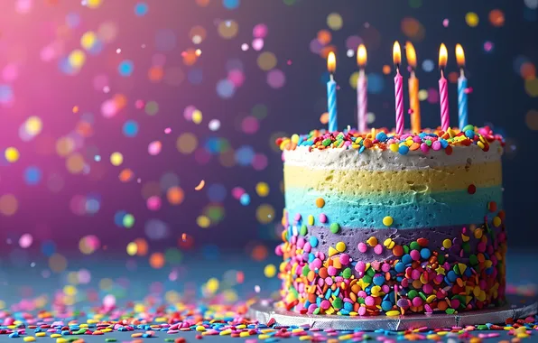 Candles, colorful, cake, happy, cake, celebration, birthday, candles