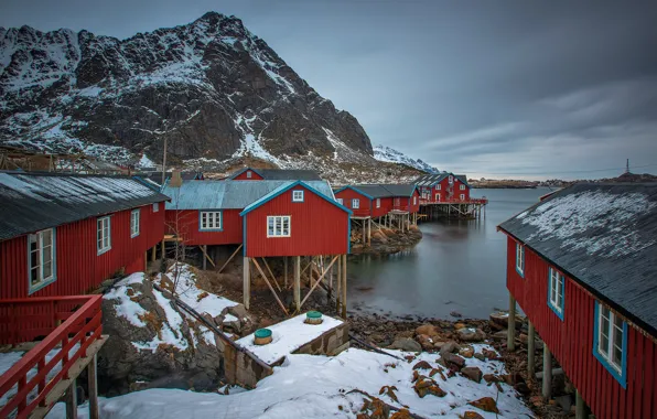 Picture rocks, home, Norway, the village, The Lofoten Islands