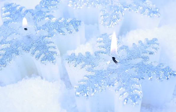 White, snow, candles