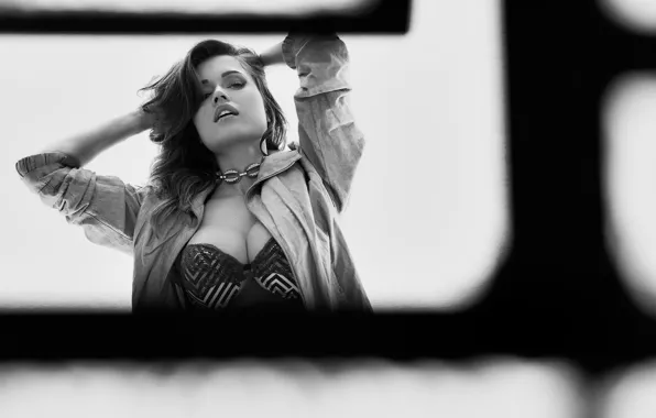 Blouse, woman, model, black and white, look, pose, Aryane Steinkopf, necklace
