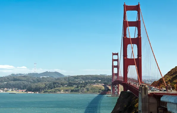 Picture sea, the sky, bridge, the ocean, gate, Bay, San Francisco, golden