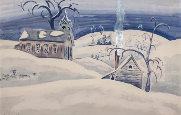 Picture 1918, Charles Ephraim Burchfield, Country School House in Winter