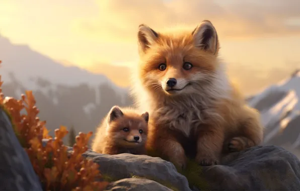Look, mountains, nature, stones, Bush, Fox, Fox, face