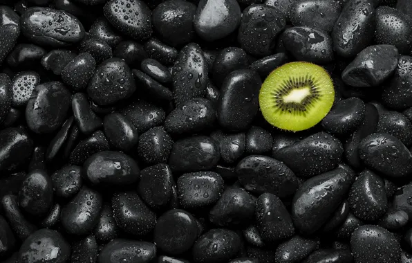 Picture drops, stones, kiwi