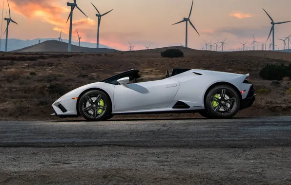 White, lamborghini, road, evo, hills, spyder, generator, rwd