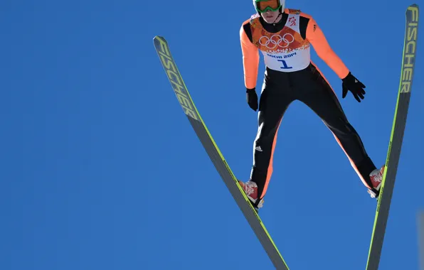 The sky, ski, flight, jumping, RUSSIA, Sochi 2014, The XXII Winter Olympic Games, Sochi 2014