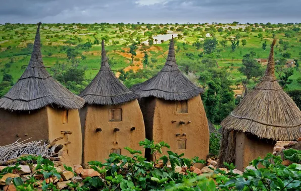Picture roof, home, horizon, village Dogon, Mali