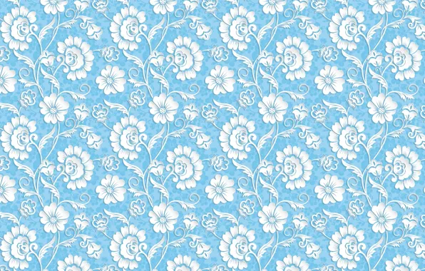 Flowers, blue, pattern, the volume