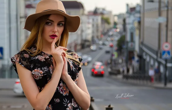 Picture look, the city, street, model, hat, hands, makeup, Cyril Zakirov