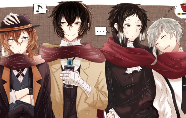 Food, sleep, guys, Bungou Stray Dogs, Atsushi, Stray Dogs: A Literary Genius, Akutagawa Ryunoske, Nakahara …