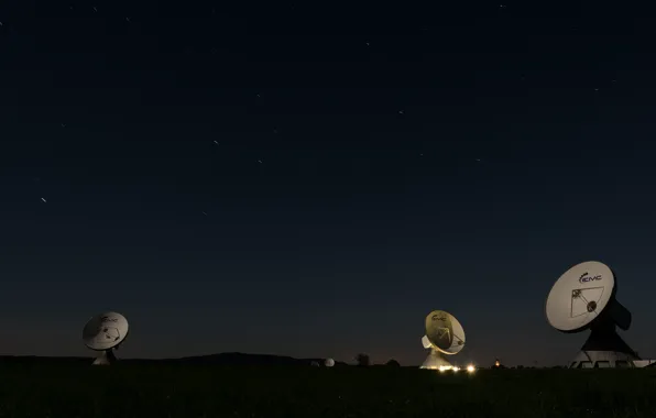 Field, space, landscape, night, lights, darkness, the dark background, antenna