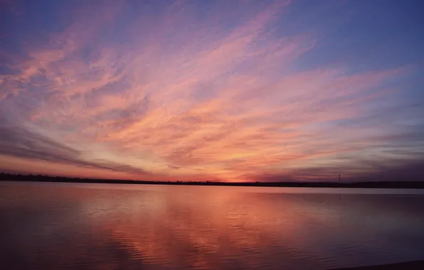 Picture the sky, landscape, sunset, nature, lake