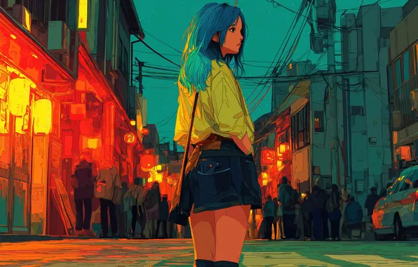 Picture city, girl, AI Art