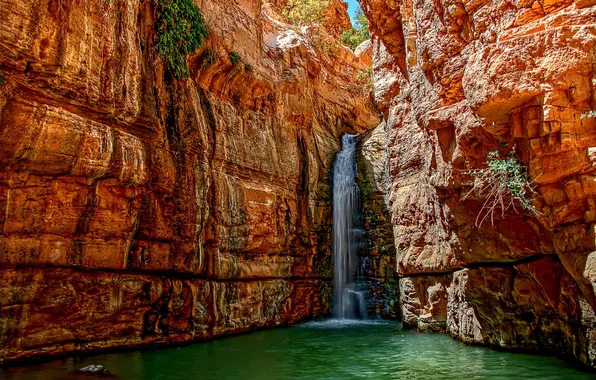 Water, rocks, waterfall, stream, gorge, Israel