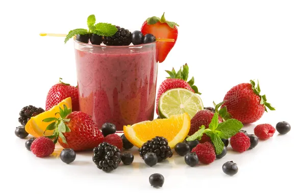 Picture berries, raspberry, glass, orange, strawberry, fruit, BlackBerry, juicy