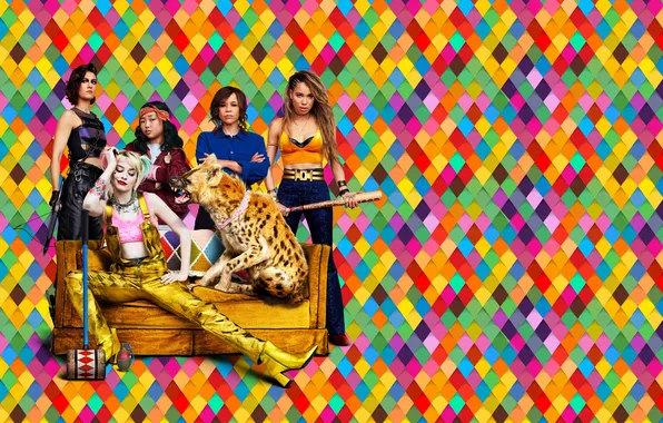 Girls, sofa, hyena, poster, comic, DC Comics, Harley Quinn, Birds of Prey