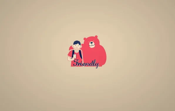 Background, boy, bear, friendship, friends