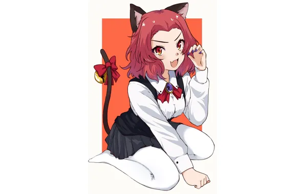 Girl, red hair, anime, beautiful, red eyes, short hair, pretty, attractive