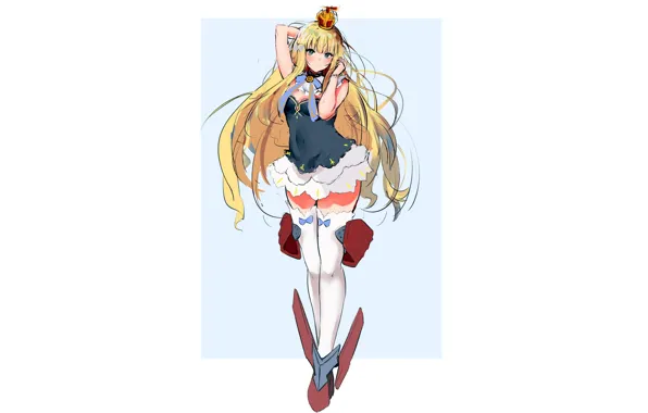 Girl, sexy, cleavage, thighhighs, long hair, dress, boobs, anime