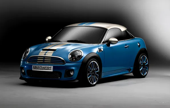 Picture car, concept, blue, mini cooper