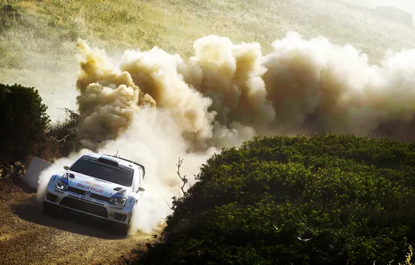 Auto, Dust, White, Volkswagen, Speed, Turn, Skid, WRC