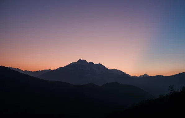 The sky, sunset, mountains, twilight