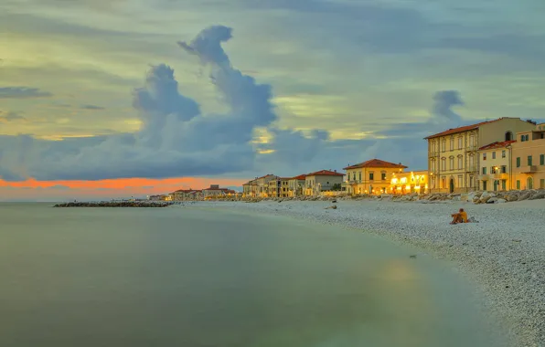 Beach, the evening, Italy, Tuscany, Marina di Pisa