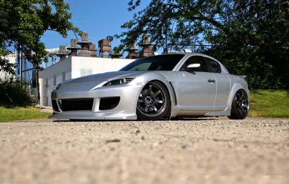 Picture silver, wheels, black, road, mazda, rx-8