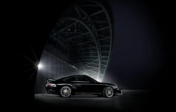Night, black, The city, Porsche