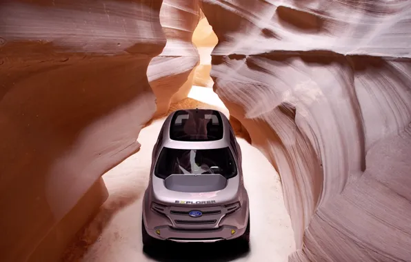 Mountains, design, cave, ford, explorer, much