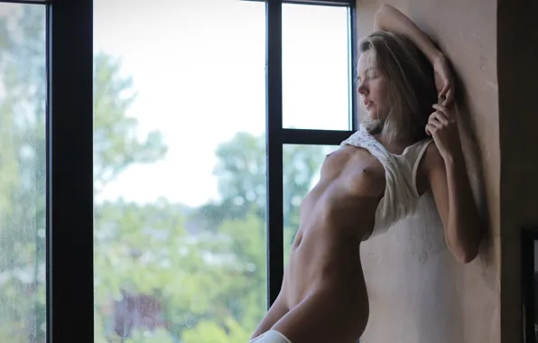 Ass, chest, model, window, Katya Clover