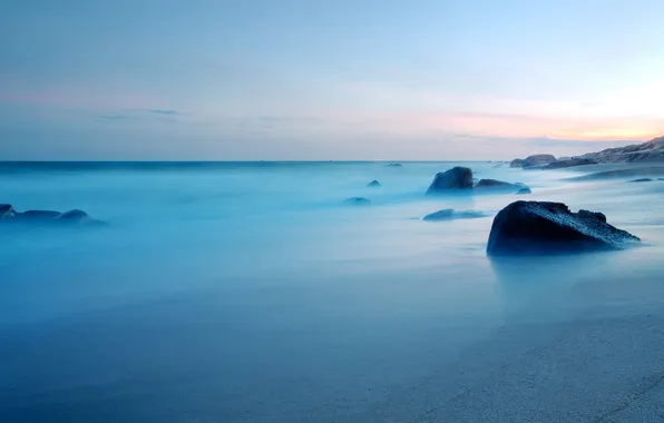 Sea, landscape, sunset