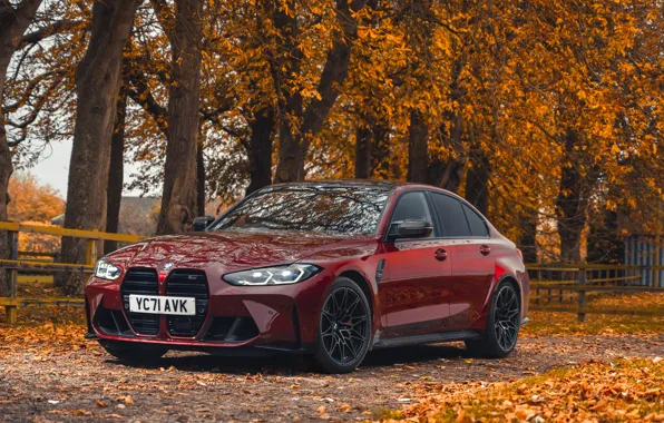 Red, BMW, BMW, Sedan, Front, xDrive, Front view, M Sport