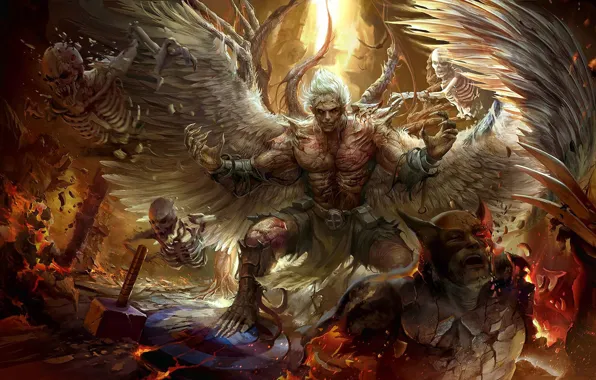 Angel, fantasy, art, battle, Derrick Song, Comicon challenge 2016 - Undead Angel